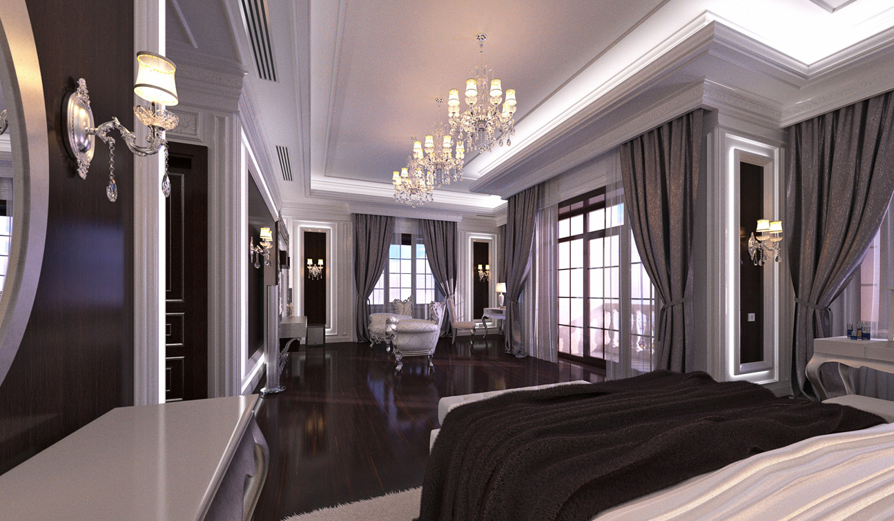 Glamour Bedroom interior in Luxury Neoclassical style 04