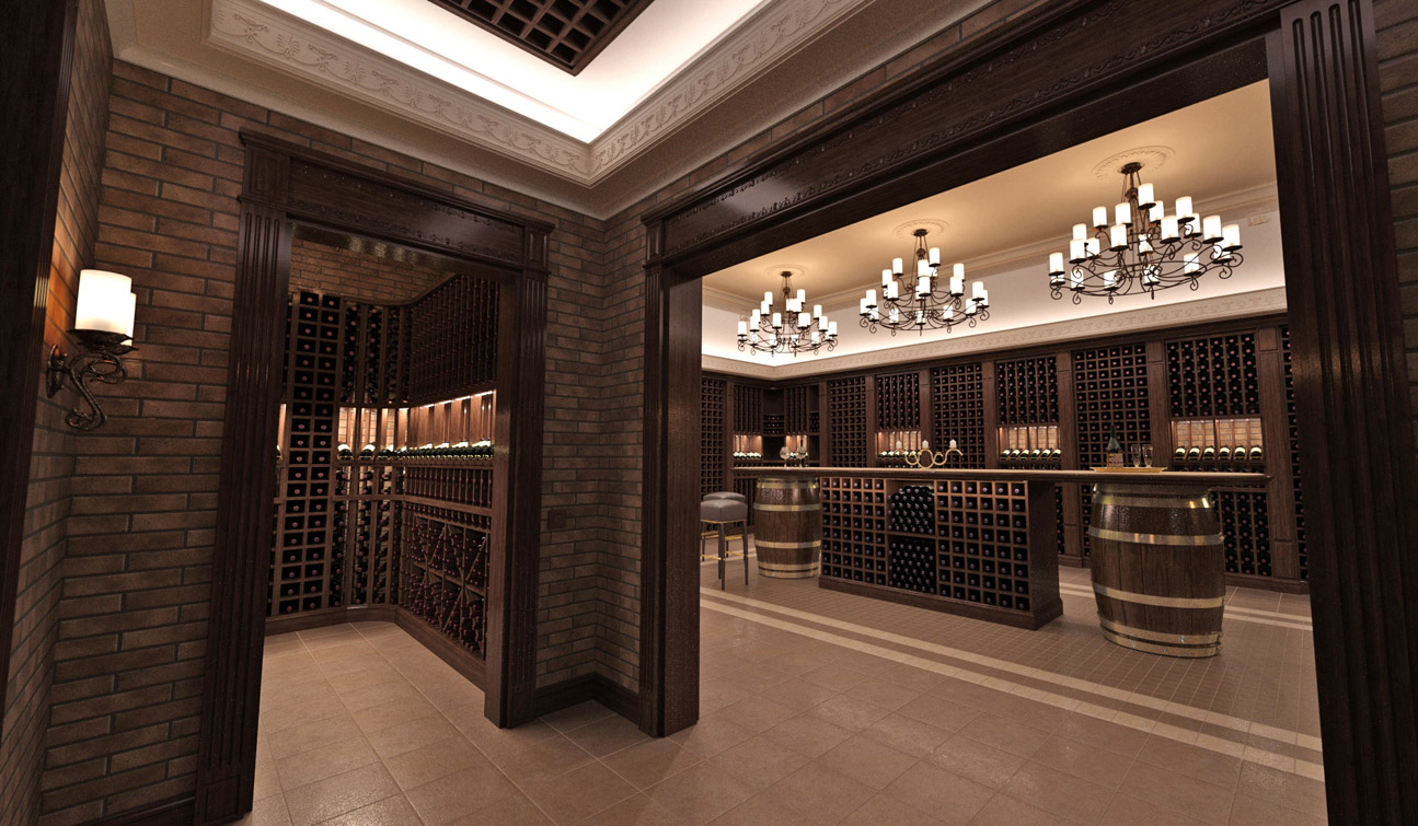 Interior design of a wine cellar in the private residence 03