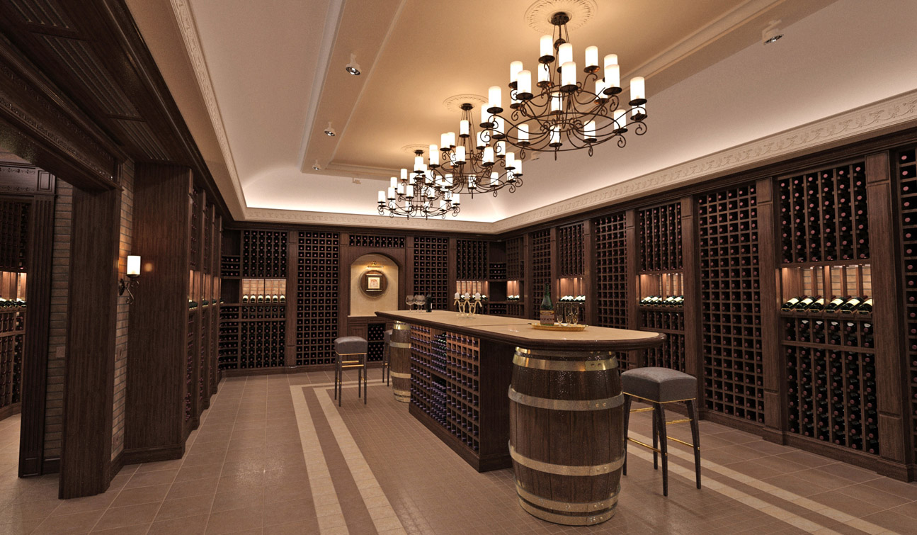 Interior design of a wine cellar in the private residence 04