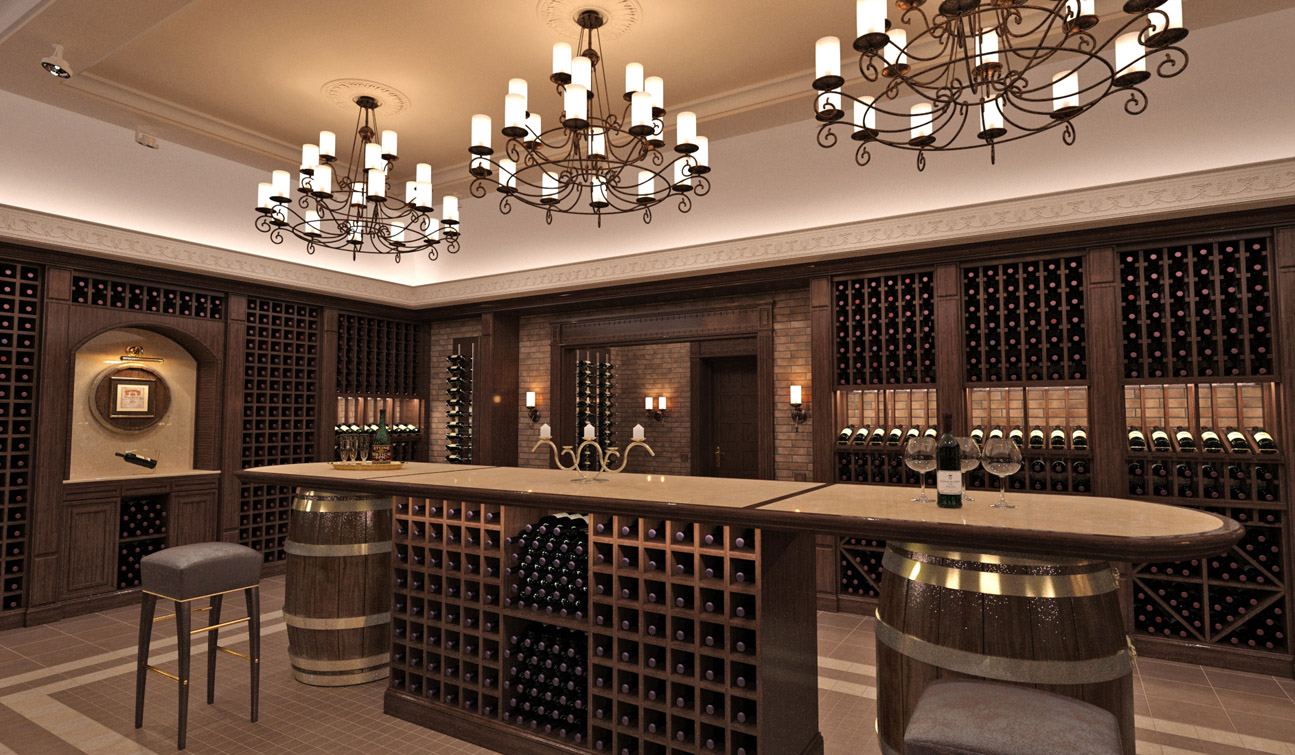 Interior design of a wine cellar in the private residence 05