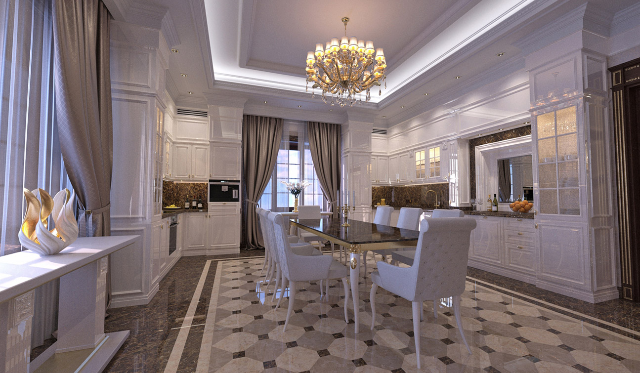 Interior design of classic style family dining room 02
