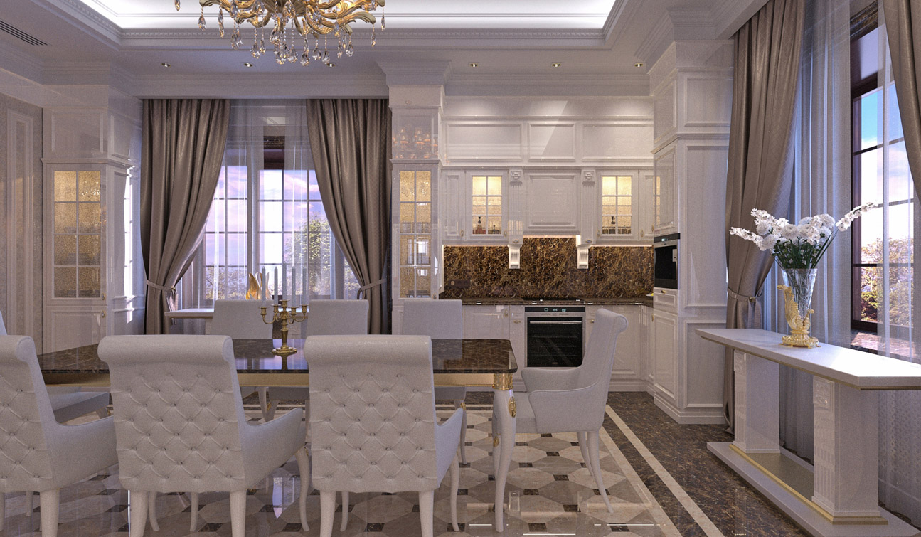 Interior design of classic style family dining room 05