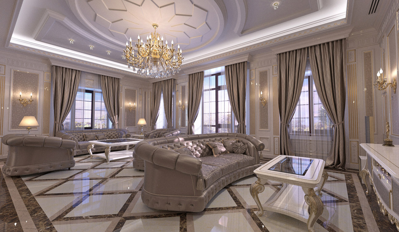 Living Room interior design in elegant Classic style 03