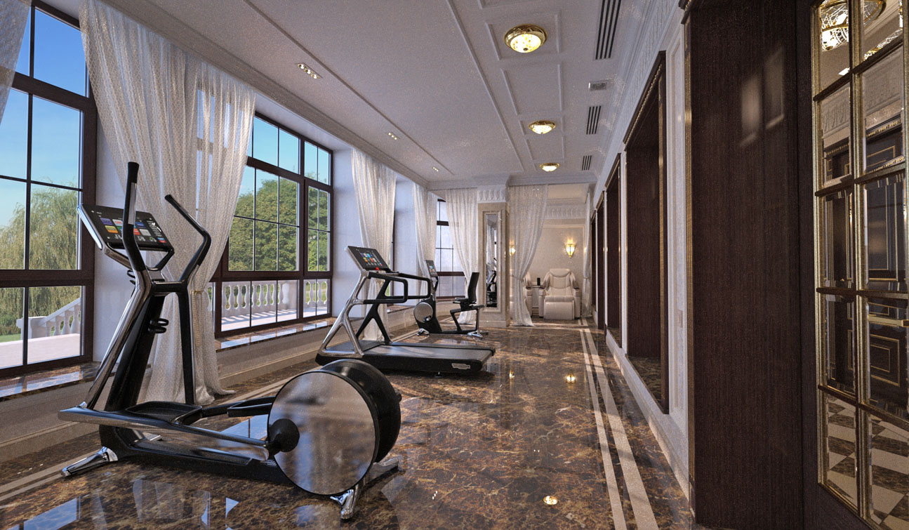 Massage and Fitness room interior in Luxury Home Spa 01
