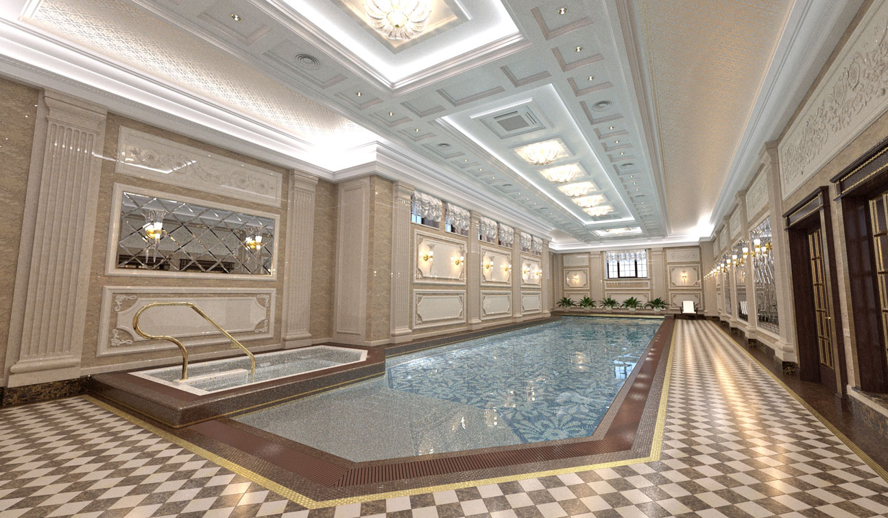 Private Swimming Pool interior in Luxury Home Spa 02
