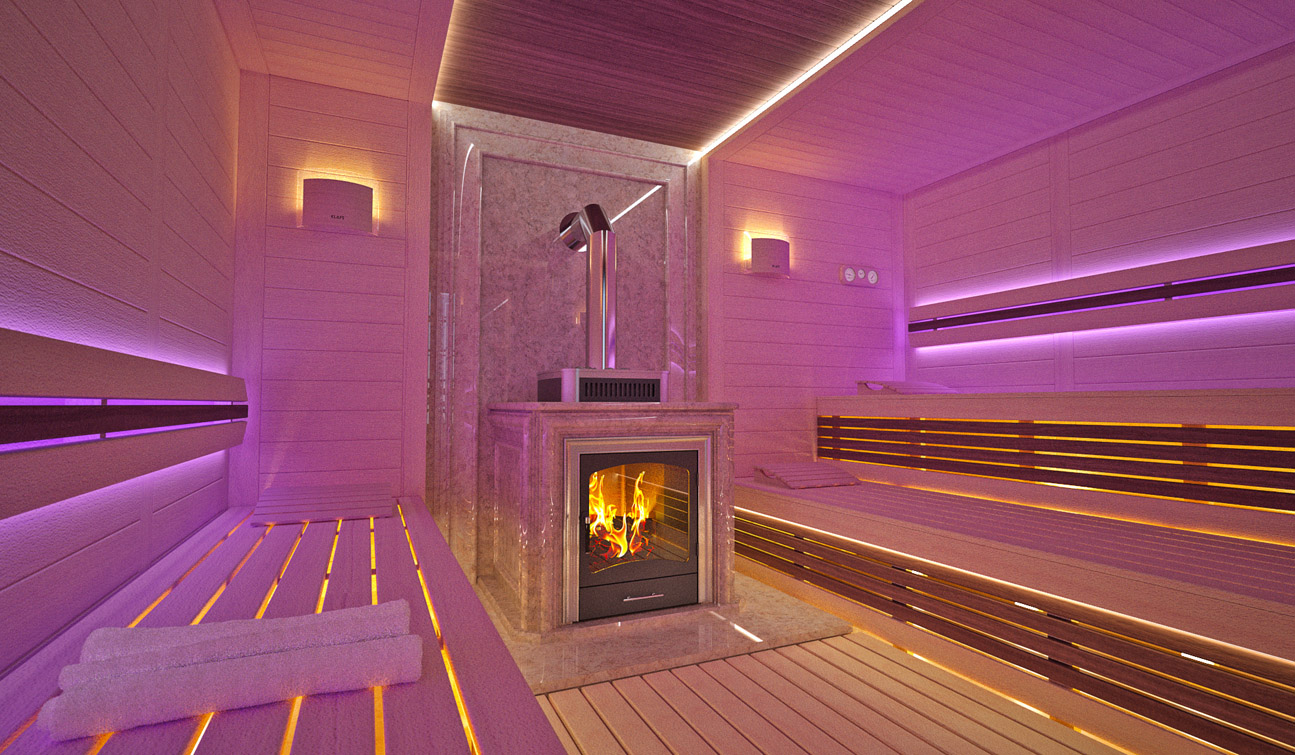 Sauna interior in Luxury Home Spa 02