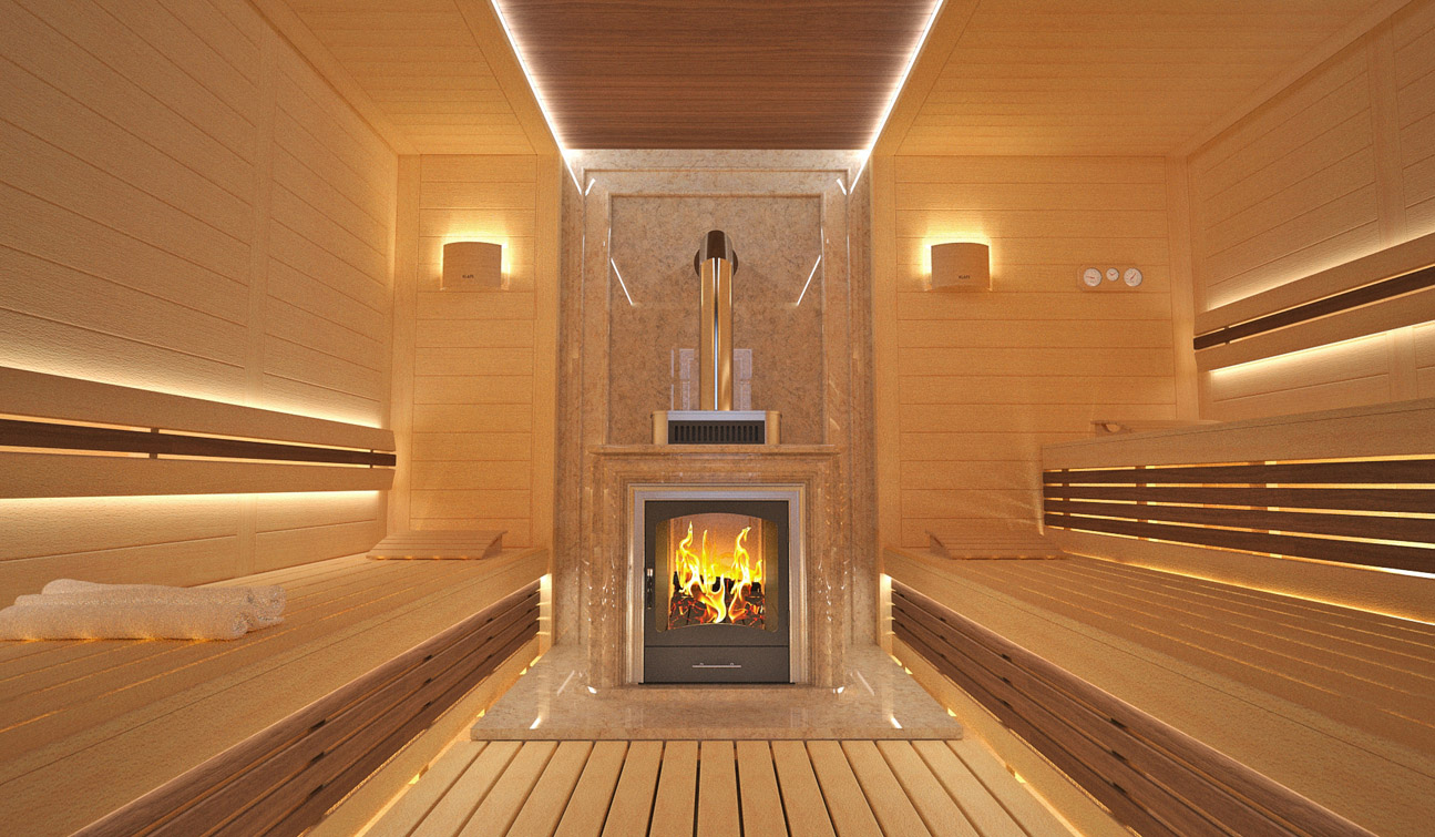 Sauna interior in Luxury Home Spa 04