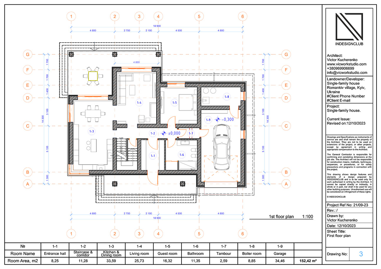 Single-Family House 250 square meter - 1st floor plan