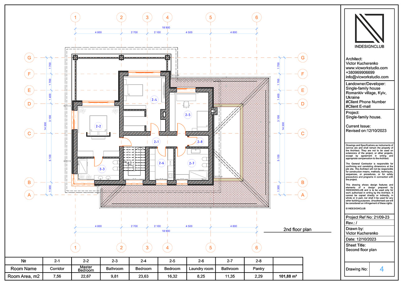 Single-Family House 250 square meter - 2nd floor plan